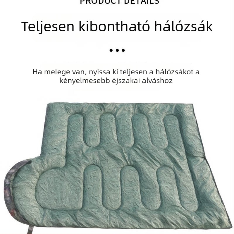 Kamuflált hálózsák kempingezéshez, egyszemélyes boríték-stílusú, meleg őszre és télre, felnőtteknek