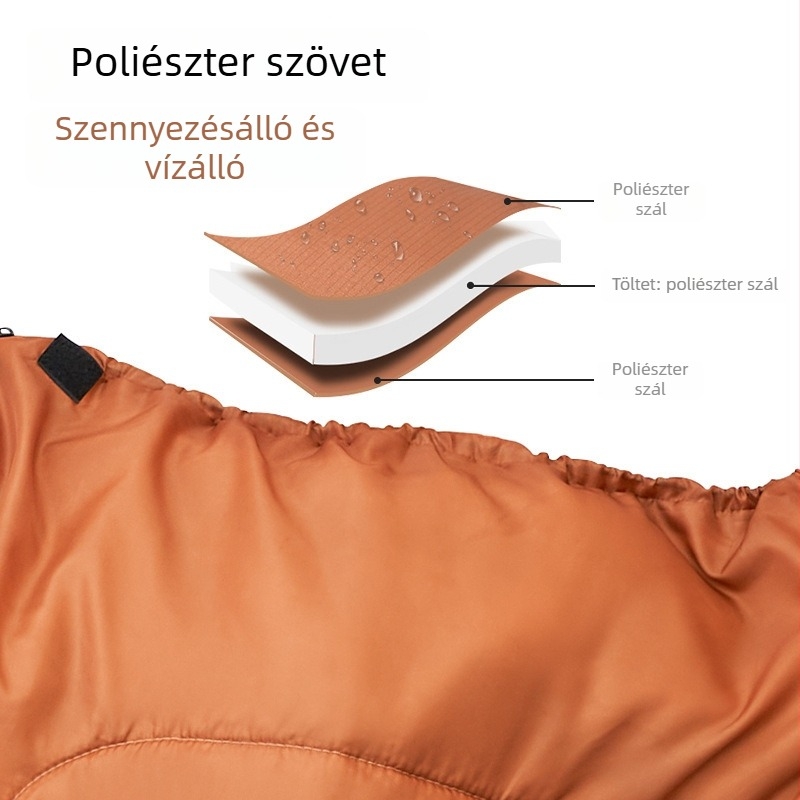 Felnőtteknek készült alvássál kültéri kempingezéshez, hordozható és összekapcsolható egy személyes vagy kettős használatra, boríték-stílusú, poliészter töltet/bélés/anyag, súly 1.0–2.2 kg