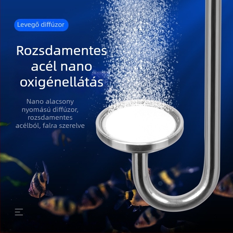 Zero – rozsdamentes acvarisztikai levegőpumpa buborékkővel, nano gázlemez és atomizációval