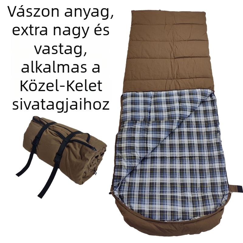 Kültéri vászon hálózsák pamut töltettel, a Közel-Kelet sivatagi kempinghez, felnőtt, boríték stílus