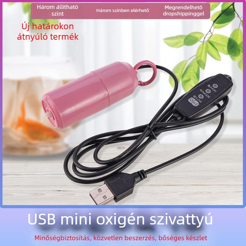 USB-vezérelt mini oxigénpumpa akváriumhoz — hordozható oxigénellátó készülék, ~80 g, Márka: Hee Wang Meow, Importált: Nem
