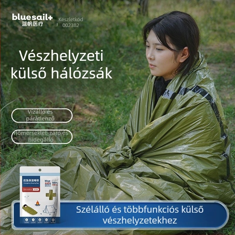Blue Sail sürgősen szigetelt hálózsák kültéri kempingezéshez és hegymászáshoz, nedvességálló, hideg idő elleni védelem