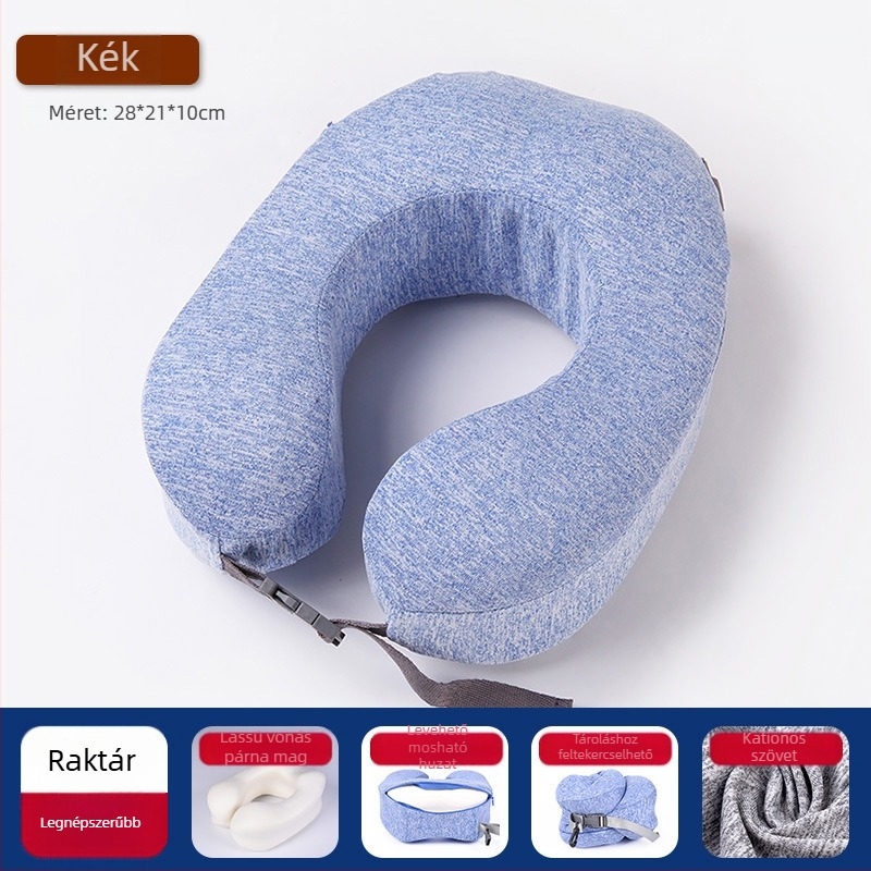 Memóriás habú U-alakú nyakpárna Ice Silk huzattal, utazáshoz