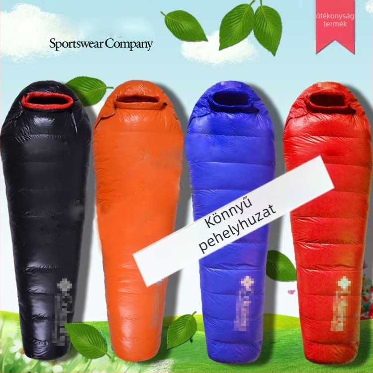 Velvet töltésű múmia-stílusú hálózsák felnőtteknek, 1 kg, nylon 400T anyag és bélés