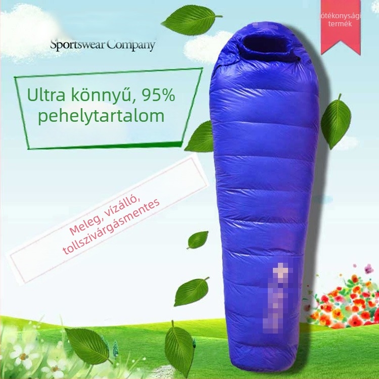 Velvet töltésű múmia-stílusú hálózsák felnőtteknek, 1 kg, nylon 400T anyag és bélés