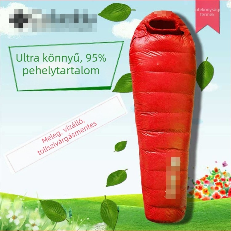 Velvet töltésű múmia-stílusú hálózsák felnőtteknek, 1 kg, nylon 400T anyag és bélés