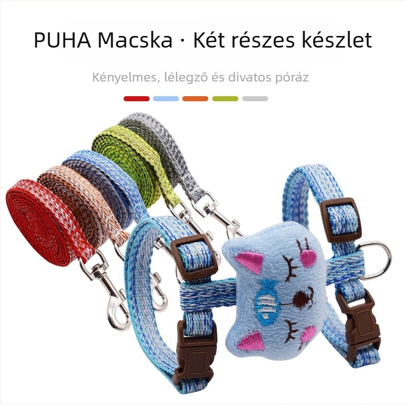 I-alakú len- és pamut macska hám (Anyag: len + pamut; Forma: I-alakú; Kategória: macskahám; Cél: macska; Márka: CHOUGOGO)