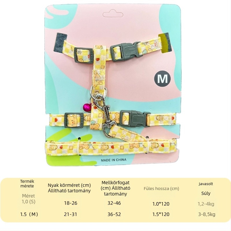 Macska hám pórázzal - állítható mellény-stílus, anyag: textil, márka: Wanjia, macskáknak