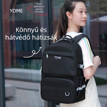 YOME iskolai hátizsák közép- és gimnáziumi diákoknak — lélegző, vízálló, ultra könnyű, gerincvédelem, Oxford-anyag