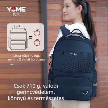 YOME iskolai hátizsák közép- és gimnáziumi diákoknak — lélegző, vízálló, ultra könnyű, gerincvédelem, Oxford-anyag