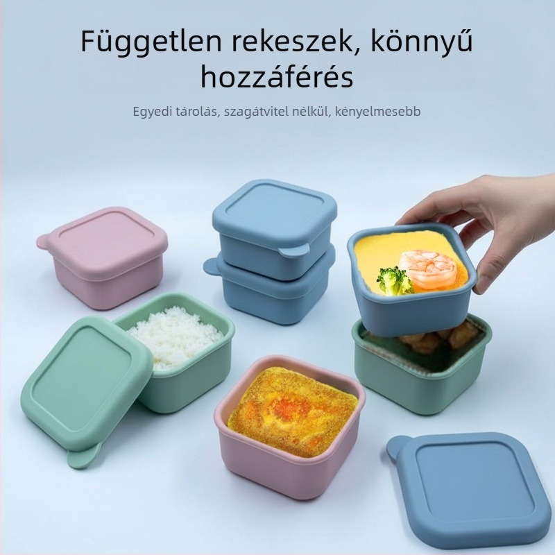 Élelmiszer-minőségű szilikon ebédes doboz, mikrózható és hőálló, babaételekhez, kapacitás legfeljebb 300 ml