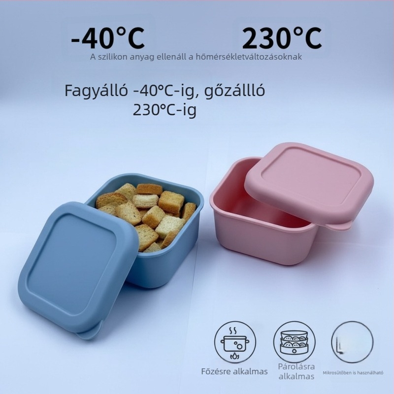 Élelmiszer-minőségű szilikon ebédes doboz, mikrózható és hőálló, babaételekhez, kapacitás legfeljebb 300 ml