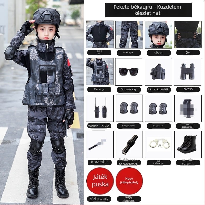 Gyerekeknek szóló kamuflált edzőruha, lélegző pamut‑keverék anyag, uniszex, rövid ujjú, minden évszakban viselhető