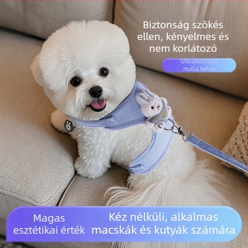 Corduroy macska hám és póráz, mellény-stílusú, állítható, megakadályozza a menekülést, kültéri használatra