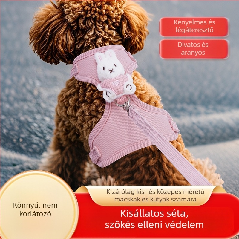 Corduroy macska hám és póráz, mellény-stílusú, állítható, megakadályozza a menekülést, kültéri használatra