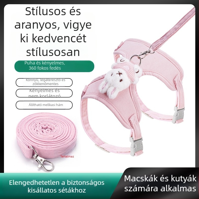 Corduroy macska hám és póráz, mellény-stílusú, állítható, megakadályozza a menekülést, kültéri használatra