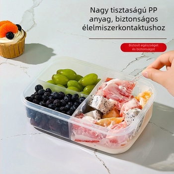 Plasztikus ebédes doboz, téglalap alakú, mikrohullámú sütőben használható, 800–1000 ml, egy rétegű