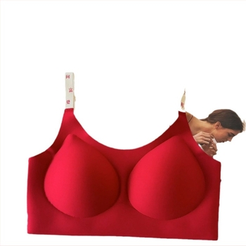 Égkék varrás nélküli push-up melltartó kismellű nőknek, felső támasz és anti-megereszkedés funkcióval, lélegző nylon.