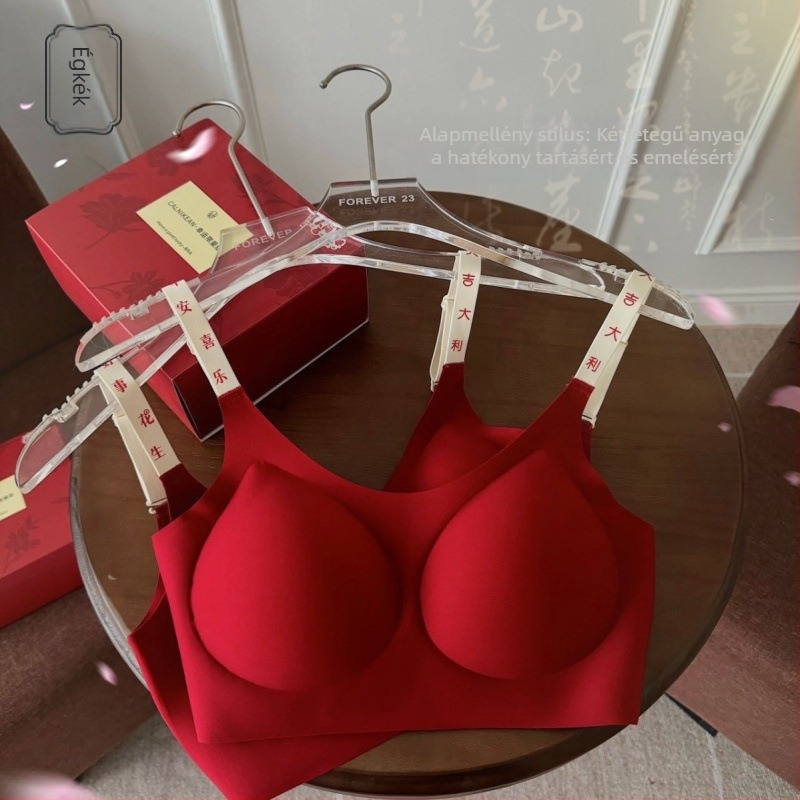 Égkék varrás nélküli push-up melltartó kismellű nőknek, felső támasz és anti-megereszkedés funkcióval, lélegző nylon.
