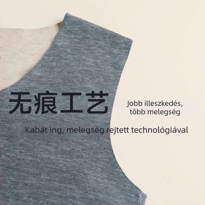 Férfi melegítő mellény gyapjúból és valódi selyemből, testhez álló velúrhatású mellény, fleece-béléssel ellátott alapszövet, V-nyakú felső, vastag tevehullámos gyapjú alsóruha