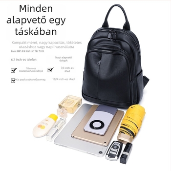 Valódi bőr női hátizsák városi mindennapokra - városi minimalist stílus, nagy kapacitás (Anyag: Bőr; Nyitás: Cipzár; Belső zsebek: cipzárral zseb, telefon zseb, ID zseb)