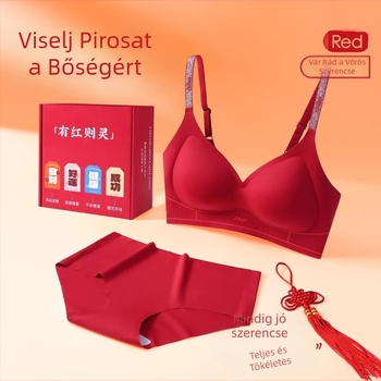 Nylonból készült seamless női alsónemű készlet 3/4-es kosár, vékony formázott kosár, acélgyűrű nélkül, rögzített dupla pántok, hátul négy sor kapocs