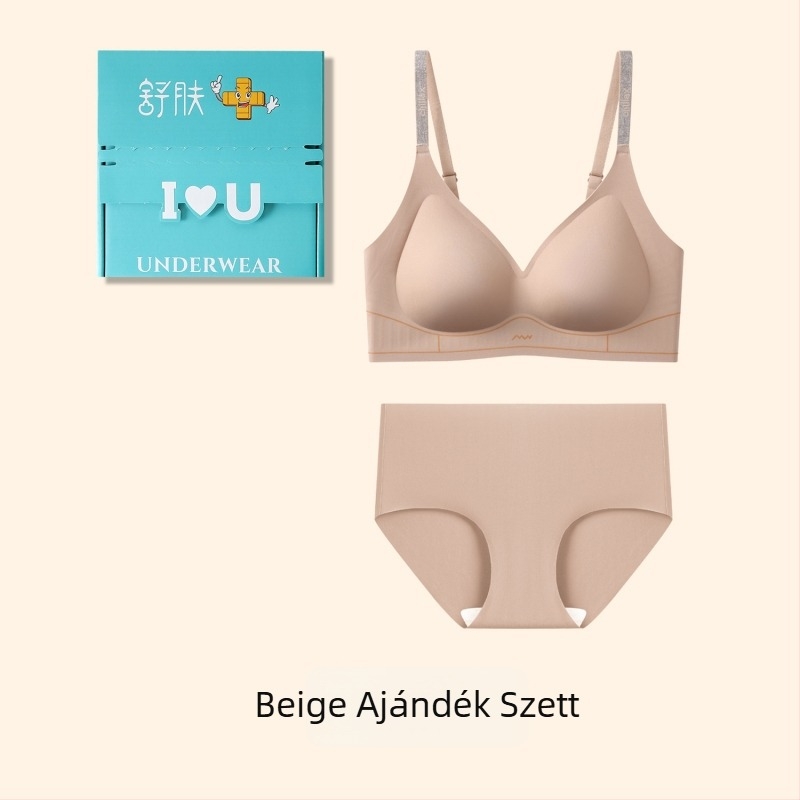 Nylonból készült seamless női alsónemű készlet 3/4-es kosár, vékony formázott kosár, acélgyűrű nélkül, rögzített dupla pántok, hátul négy sor kapocs