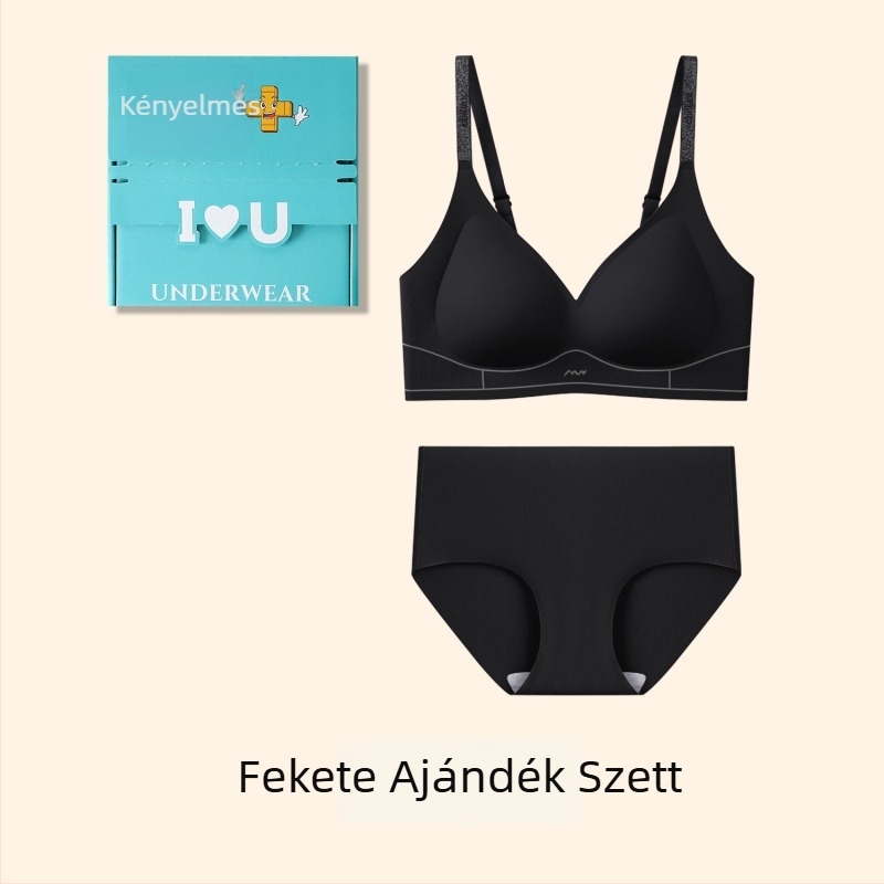 Nylonból készült seamless női alsónemű készlet 3/4-es kosár, vékony formázott kosár, acélgyűrű nélkül, rögzített dupla pántok, hátul négy sor kapocs
