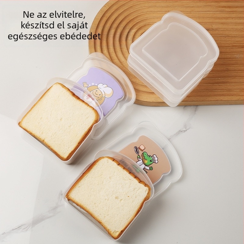 Műanyag négyszögletes ebédes doboz, rajzfilm minta, logó nyomtatás, kapacitás 301–500 ml