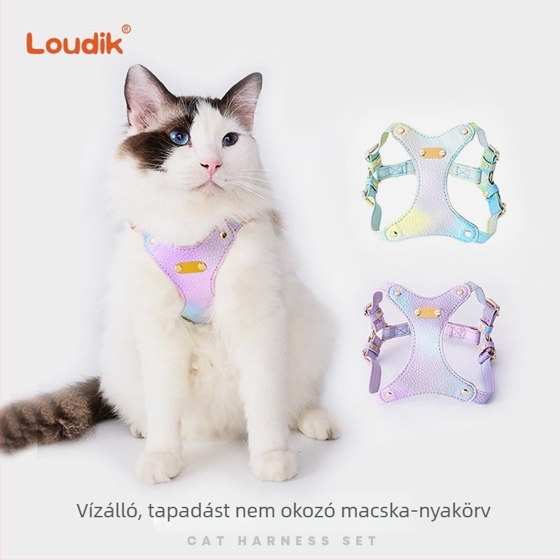 Háziállat mellkashám és póráz-készlet, Cortex anyag, nem nyújtható, 100 darabos csomag, macskáknak