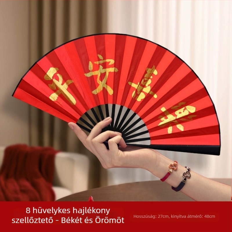 Év Lovának hajtogatható ventilátor rekvizit – fotózáshoz Újévhez, acél, animációs stílus, helyszíni dekoráció