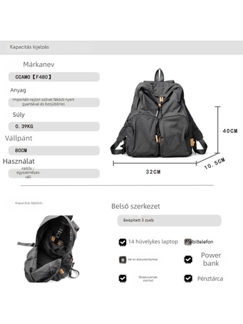 Nylon hátizsák utazáshoz, könnyű, 14 hüvelykes laptop, kapacitás 36–55 L, légpárnás vállpántok