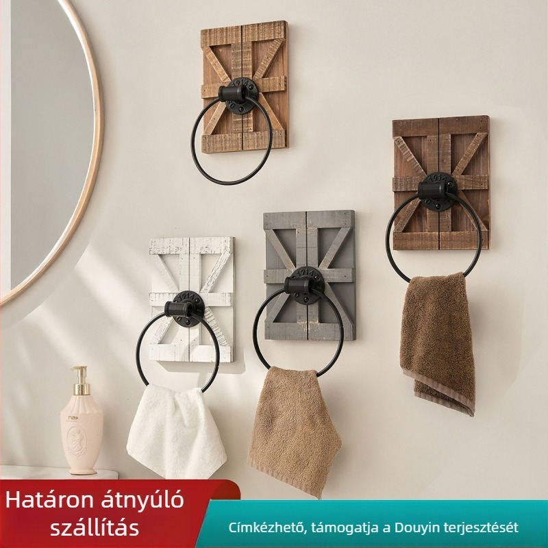 Falra szerelt törölközőgyűrű vasból, fényes felület, modern minimalista stílus