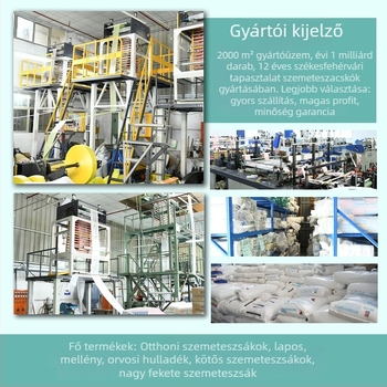 PE szemeteszsákok, görgős kialakítású, egyszer használatos, autó- és otthoni használatra, vastagított, 50 darab