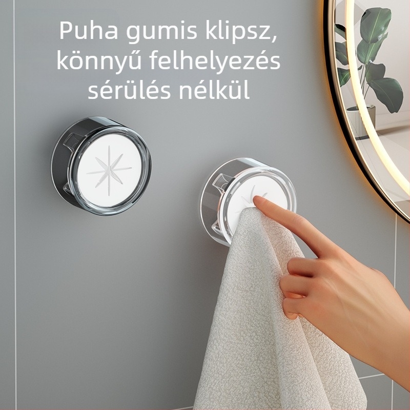 Fúrás nélküli törölközőtartó, műanyag fürdőszobai falra szerelhető polc, 3 kg teherbírás, 1 szint, tároló rendszer