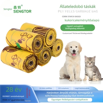 Sengtor biológiailag lebomló kutyapiszok zacskók macska mintával — folyamatos tekercs, PLA kukoricaszármazék anyag