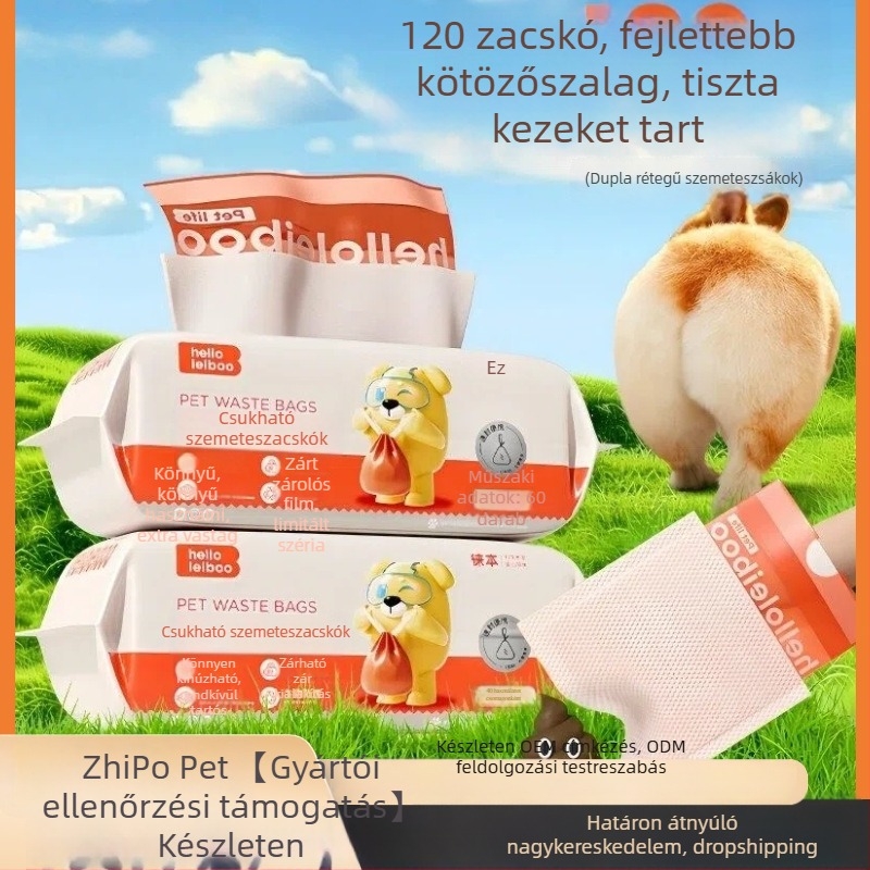 PE anyagú kutyaürülék zacskók – egyszer használatos, hordozható szemetes zacskók, termékkód 2407KFCJ1403