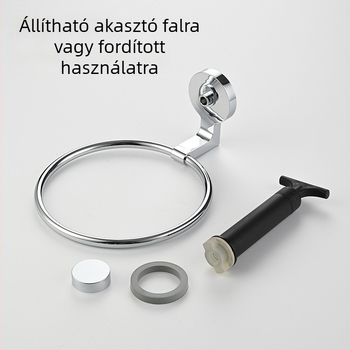 Fali törölközőgyűrű szívócsészével, falra szerelhető, fúrás nélkül, rozsdamentes acél + ABS + műanyag