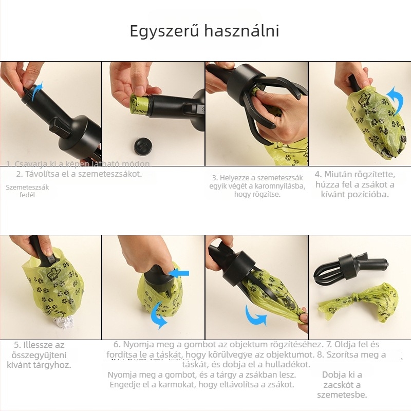 Kutyapiszok gyűjtő eszköz, műanyagból, hordozható kültéri használatra, 100 darabos csomag