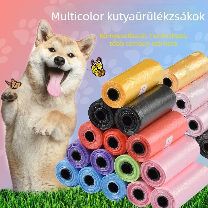 Állati ürülék zacskók folyamatos tekercsben — műanyag anyag, szabványos vastagság, kutyáknak és macskáknak