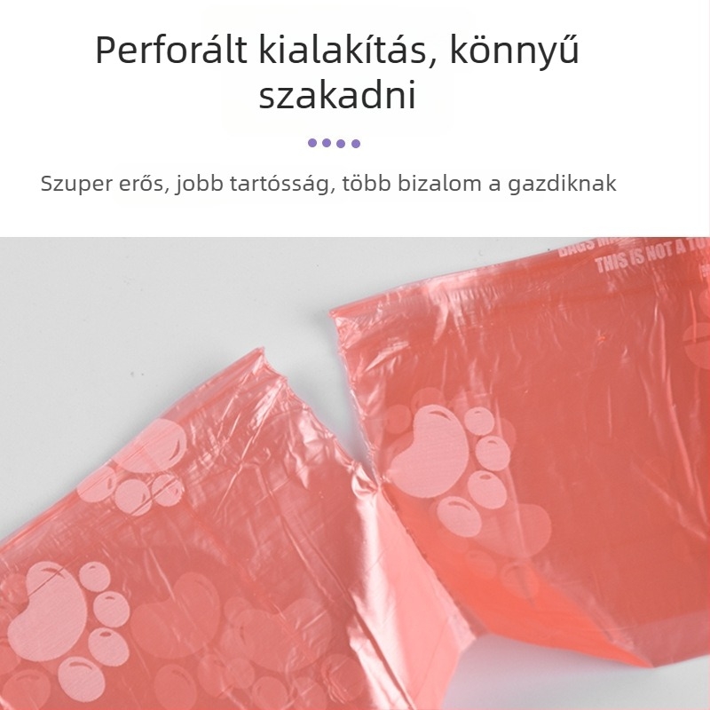 Állati ürülék zacskók folyamatos tekercsben — műanyag anyag, szabványos vastagság, kutyáknak és macskáknak