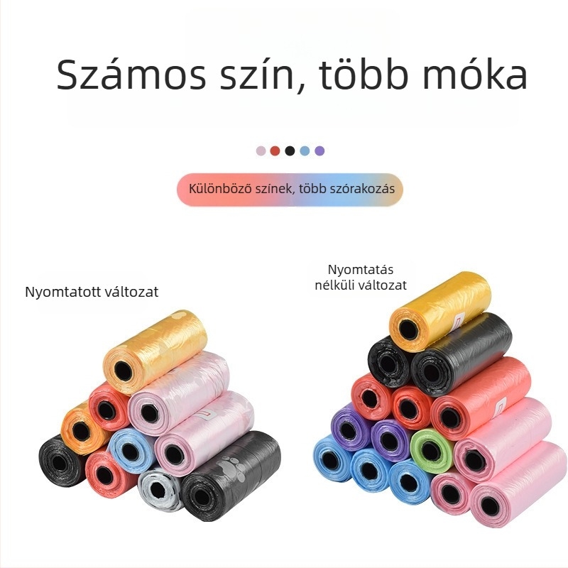 Állati ürülék zacskók folyamatos tekercsben — műanyag anyag, szabványos vastagság, kutyáknak és macskáknak