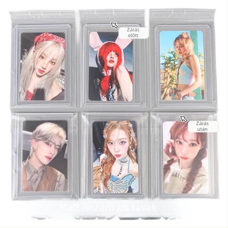 OPP öntapadós kártyatartó tasak matt felülettel; Anyag: műanyag; Gyártási mód: forró vágás; Cél: kártyák kibocsátása; Márka: Huasheng Source; Csomagolás típusa: csomagoló taska