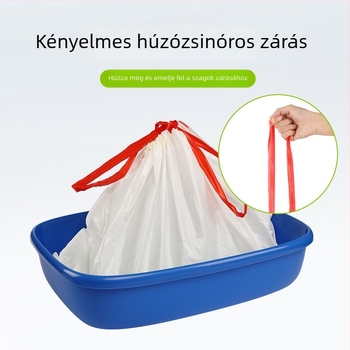 Macskaalom tartály linerrel húzókötéllel, PE vastag anyag, tartalmaz szemeteszsák