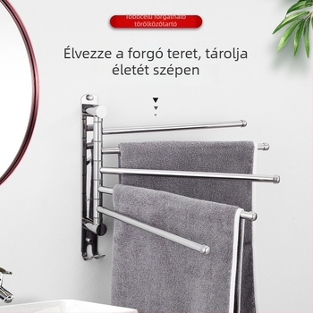 304 rozsdamentes acél törölközőtartó, forgó, fúrás nélküli felszerelés a fürdőszobába, modern stílus, teherbírás 20 kg
