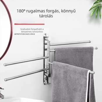 304 rozsdamentes acél törölközőtartó, forgó, fúrás nélküli felszerelés a fürdőszobába, modern stílus, teherbírás 20 kg
