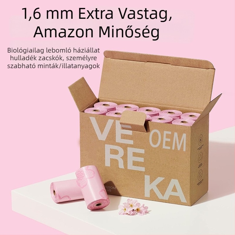 Állati ürülék zacskó – lebomló, hordozható; stílus: sík szájú; anyag: Epi/pulp/hepe; vastagság: megerősített; márka: Tail lian meng / tailpets; magánmárkák: Igen
