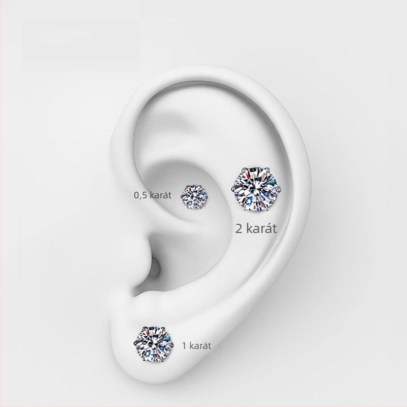 S925 ezüst Moissanit fülbevalók, hatszögű foglalatban, 0,5–3 ct