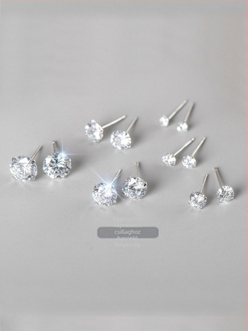 S925 sterling ezüst fülbevalók cirkón kövekkel, inlay dizájn, geometriai stílus, nőknek