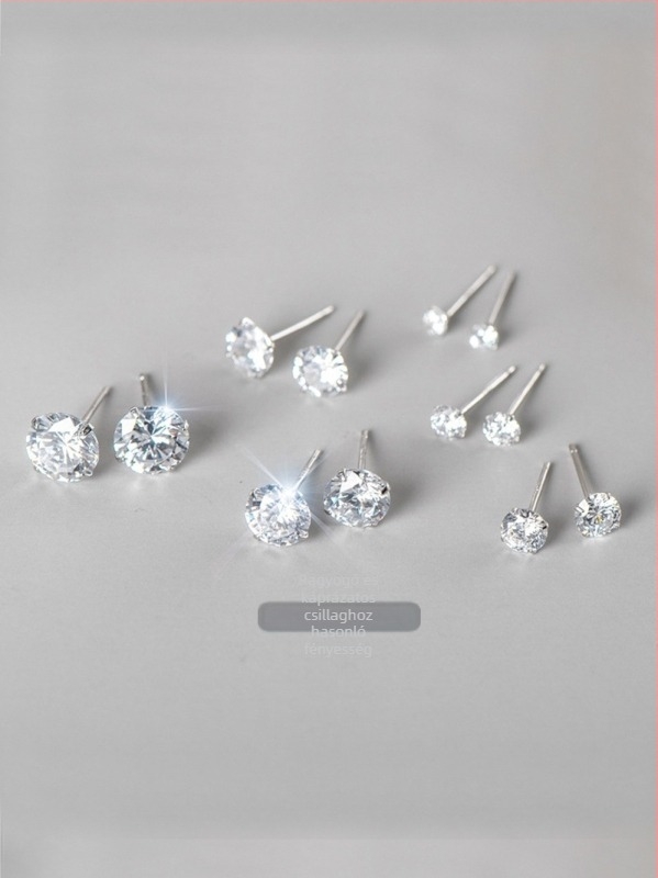 S925 sterling ezüst fülbevalók cirkón kövekkel, inlay dizájn, geometriai stílus, nőknek